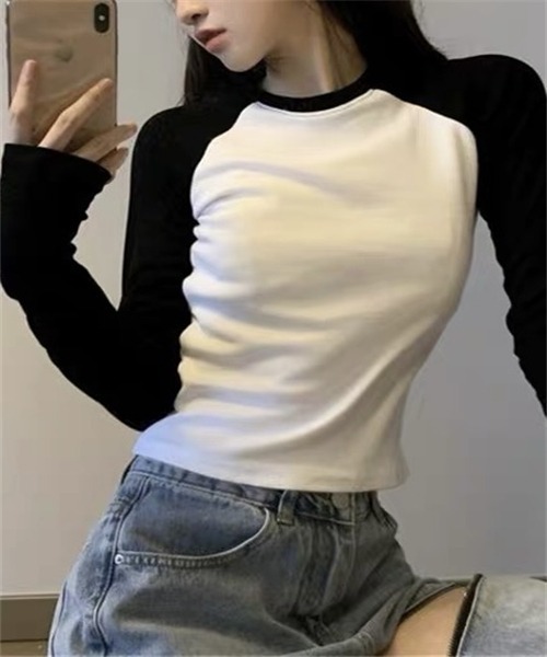 FREE STYLISTS(フリー スタイリスト)の「配色ロングスリーブTシャツ(Tシャツ/カットソー・レディース・ホワイト/グレー・M/L)」の15枚目の写真