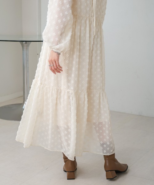 Bab(バブ)の「バックリボンシアージャガードワンピース(ワンピース・レディース・ブラック/オフホワイト/グリーン・M)」の9枚目の写真