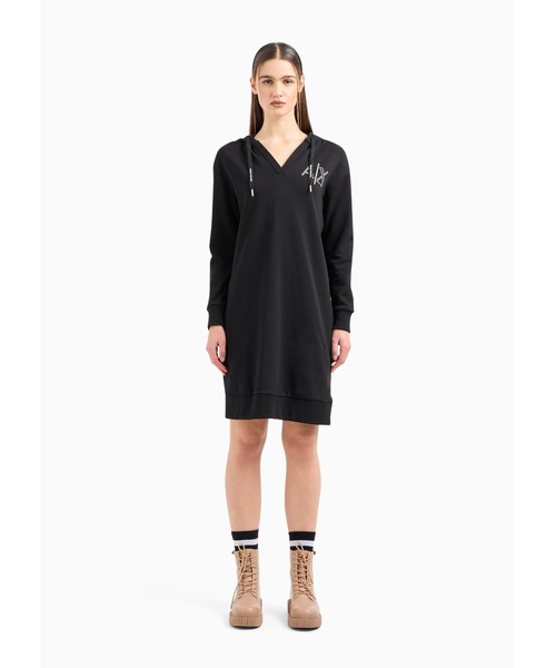 ARMANI EXCHANGE(アルマーニエクスチェンジ)の「【A|X アルマーニ エクスチェンジ】AXロゴ Vネックスウェットワンピース(ワンピース・レディース・ブラック・SMALL/MEDIUM/LARGE/X-SMALL)」の7枚目の写真