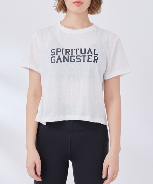 Spiritual Gangster（スピリチュアルギャングスター）の「【SPIRITUAL GANGSTER】クロップド丈ロゴTシャツ（Tシャツ/カットソー・レディース・ホワイト系その他2・S）」の7枚目の写真