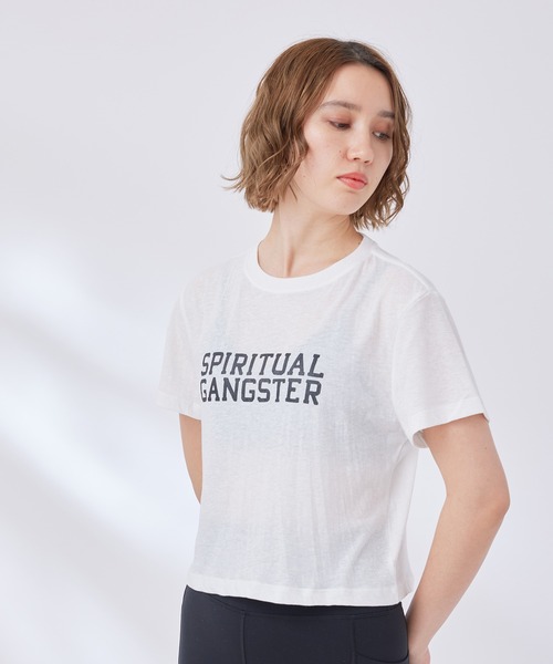 Spiritual Gangster（スピリチュアルギャングスター）の「【SPIRITUAL GANGSTER】クロップド丈ロゴTシャツ（Tシャツ/カットソー・レディース・ホワイト系その他2・S）」の4枚目の写真