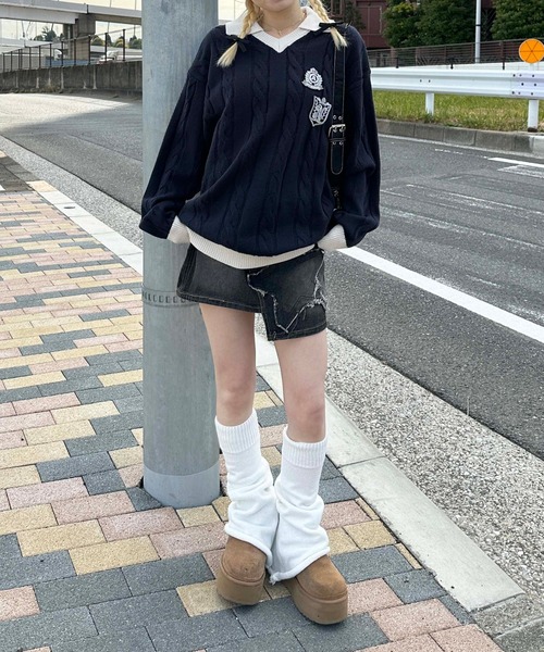 sedacle girl（セダクルガール）の「ユニフォームライクニット（ニット/セーター・レディース・オフホワイト/ネイビー・FREE）」の10枚目の写真