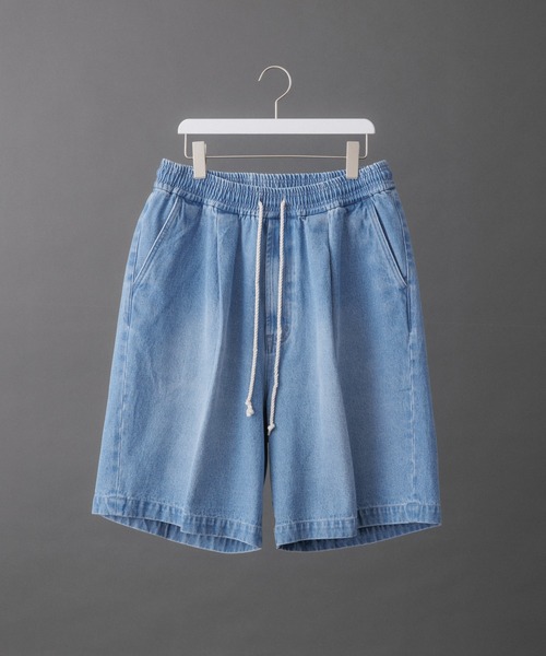 【セール】【コットンUSA】ルーズフィット デニム バギー ショーツ / セットアップ対応（デニムパンツ）｜ADAM ET ROPE'（アダムエロペ）