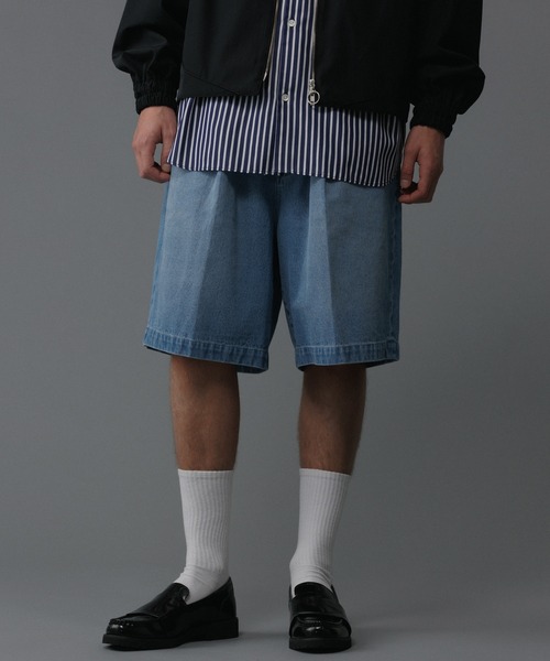 【セール】【コットンUSA】ルーズフィット デニム バギー ショーツ / セットアップ対応（デニムパンツ）｜ADAM ET ROPE'（アダムエロペ）