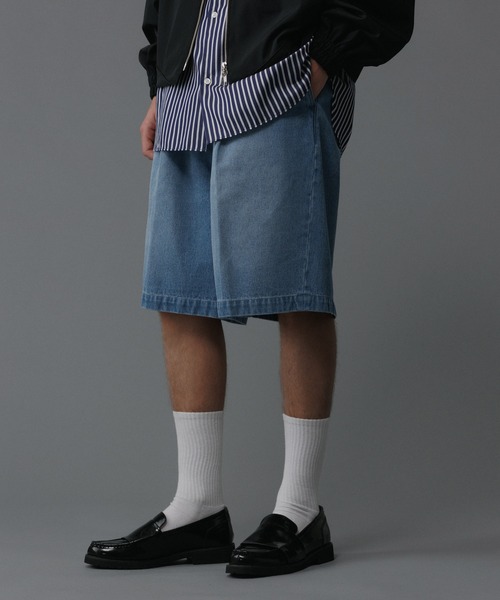 【セール】【コットンUSA】ルーズフィット デニム バギー ショーツ / セットアップ対応（デニムパンツ）｜ADAM ET ROPE'（アダムエロペ）