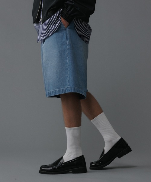 【セール】【コットンUSA】ルーズフィット デニム バギー ショーツ / セットアップ対応（デニムパンツ）｜ADAM ET ROPE'（アダムエロペ）