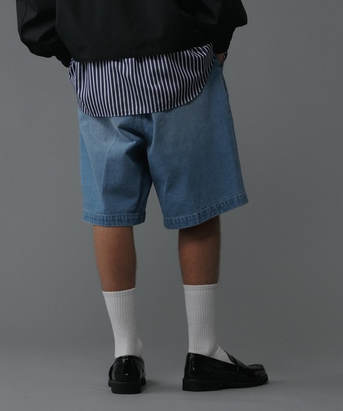 【セール】【コットンUSA】ルーズフィット デニム バギー ショーツ / セットアップ対応（デニムパンツ）｜ADAM ET ROPE'（アダムエロペ）