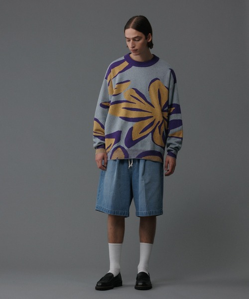 【セール】【コットンUSA】ルーズフィット デニム バギー ショーツ / セットアップ対応（デニムパンツ）｜ADAM ET ROPE'（アダムエロペ）