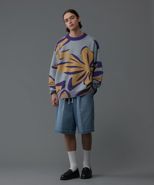 【セール】【コットンUSA】ルーズフィット デニム バギー ショーツ / セットアップ対応（デニムパンツ）｜ADAM ET ROPE'（アダムエロペ）