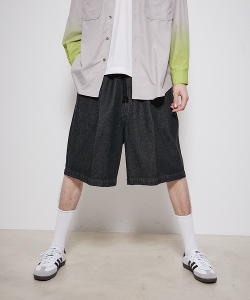 【セール】【コットンUSA】ルーズフィット デニム バギー ショーツ / セットアップ対応（デニムパンツ）｜ADAM ET ROPE'（アダムエロペ）