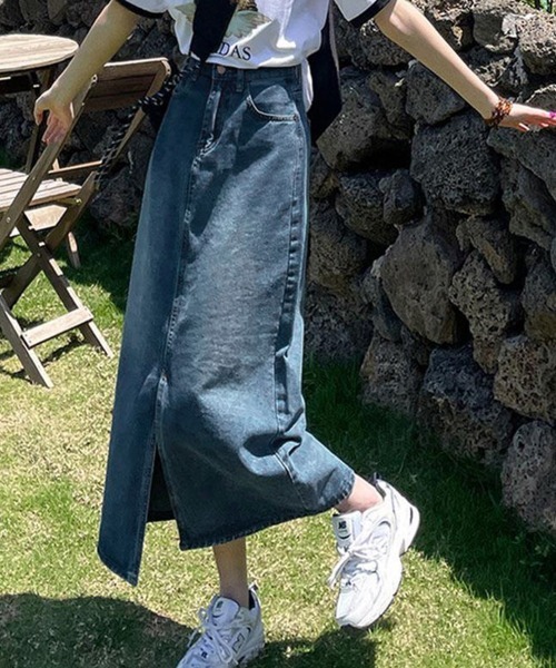 Miniministore(ミニミニストア)の「デニムスカート スリット タイトスカート(デニムスカート・レディース・ブラック/サックスブルー/インディゴブルー・L/S/M/XL)」の1枚目の写真