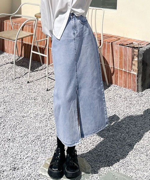 Miniministore(ミニミニストア)の「デニムスカート スリット タイトスカート(デニムスカート・レディース・ブラック/サックスブルー/インディゴブルー・L/S/M/XL)」の6枚目の写真