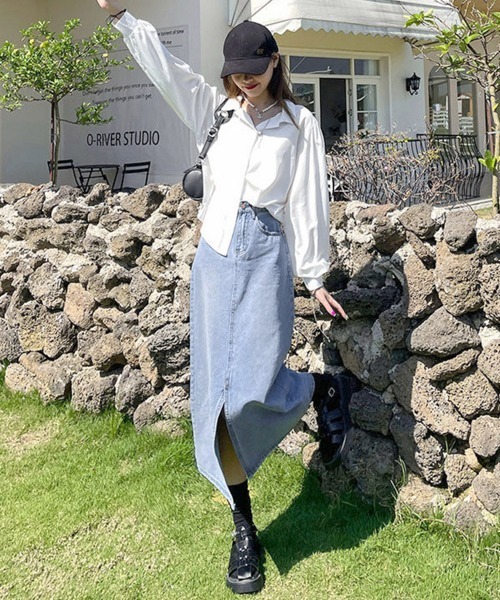 Miniministore(ミニミニストア)の「デニムスカート スリット タイトスカート(デニムスカート・レディース・ブラック/サックスブルー/インディゴブルー・L/S/M/XL)」の7枚目の写真