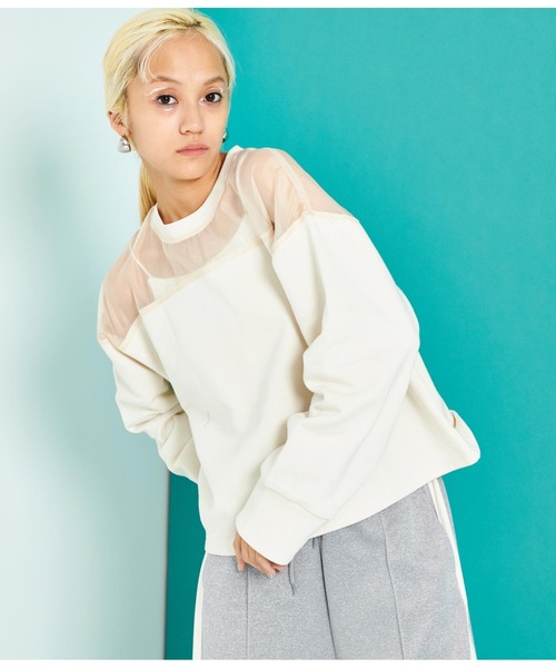 Settimissimo（セッティミッシモ）の「裏毛オーガンジ切替スウェット（スウェット・レディース・ブラック/アイボリー・FREE）」の4枚目の写真