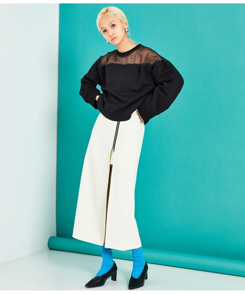 Settimissimo（セッティミッシモ）の「裏毛オーガンジ切替スウェット（スウェット・レディース・ブラック/アイボリー・FREE）」の12枚目の写真