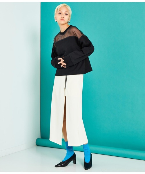 Settimissimo（セッティミッシモ）の「裏毛オーガンジ切替スウェット（スウェット・レディース・ブラック/アイボリー・FREE）」の14枚目の写真