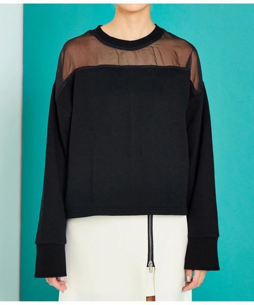 Settimissimo（セッティミッシモ）の「裏毛オーガンジ切替スウェット（スウェット・レディース・ブラック/アイボリー・FREE）」の15枚目の写真