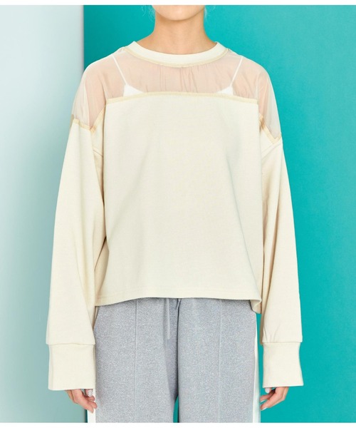 Settimissimo（セッティミッシモ）の「裏毛オーガンジ切替スウェット（スウェット・レディース・ブラック/アイボリー・FREE）」の16枚目の写真