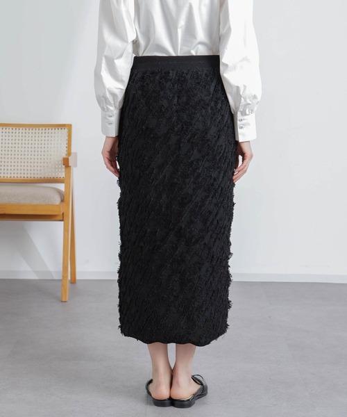 NANO universe（ナノユニバース）の「フリンジニットスカート(セットアップ可)（スカート・レディース・ブラック/オフホワイト・S/M）」の19枚目の写真