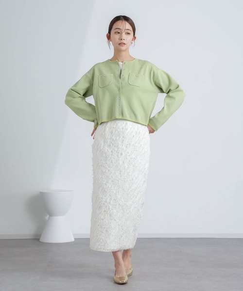 NANO universe（ナノユニバース）の「フリンジニットスカート(セットアップ可)（スカート・レディース・ブラック/オフホワイト・S/M）」の11枚目の写真