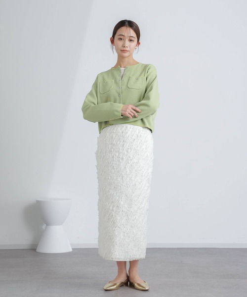 NANO universe（ナノユニバース）の「フリンジニットスカート(セットアップ可)（スカート・レディース・ブラック/オフホワイト・S/M）」の12枚目の写真