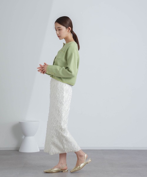 NANO universe（ナノユニバース）の「フリンジニットスカート(セットアップ可)（スカート・レディース・ブラック/オフホワイト・S/M）」の14枚目の写真