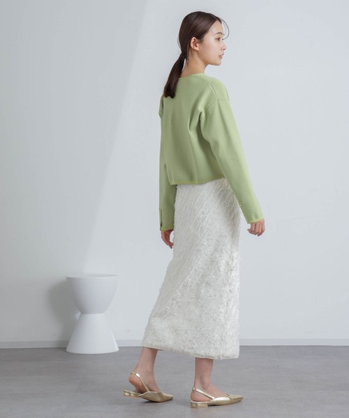 NANO universe（ナノユニバース）の「フリンジニットスカート(セットアップ可)（スカート・レディース・ブラック/オフホワイト・S/M）」の15枚目の写真