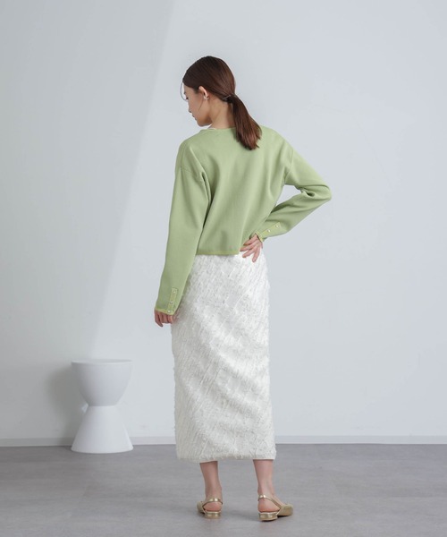 NANO universe（ナノユニバース）の「フリンジニットスカート(セットアップ可)（スカート・レディース・ブラック/オフホワイト・S/M）」の16枚目の写真