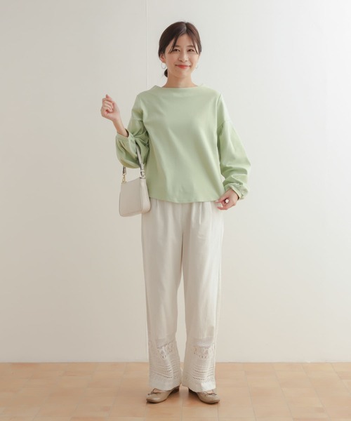 URBAN RESEARCH DOORS（アーバンリサーチドアーズ）の「コットンポンチタックスリーブプルオーバー（Tシャツ/カットソー・レディース・オフホワイト/ブラック/ミント・MEDIUM）」の6枚目の写真