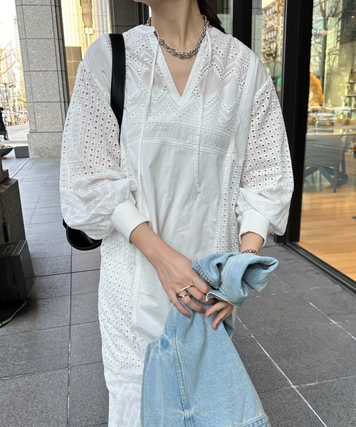 DouDou レース2WAYワンピース 白 ペチコート付き リバイバルアイテム】レース2WAYワンピース（ワンピース
