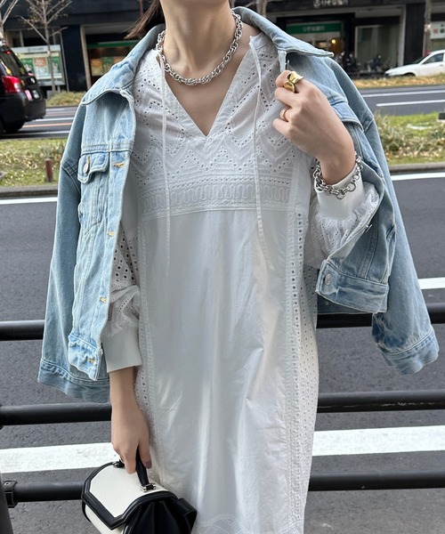 DouDou(ドゥドゥ)の「【リバイバルアイテム】【前後2WAY】レース2WAYワンピース(ワンピース・レディース・オフホワイト/ブラック/ブラウン・FREE)」の12枚目の写真