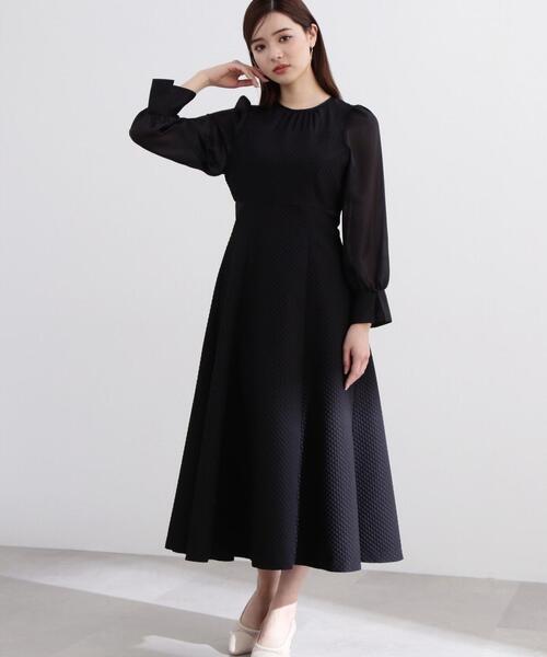 PROPORTION BODY DRESSING（プロポーションボディドレッシング）の「シアー切り替えジャガードワンピース / 1214140316（ワンピース・レディース・ホワイト系その他/ブラック・SMALL/MEDIUM）」の2枚目の写真