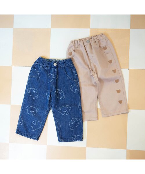 apres les cours（アプレレクール）の「【リンク】tiny bear モチーフ刺繍パンツ（その他パンツ・キッズ・ベージュ/ブルー・80/90/100/110/120）」の3枚目の写真