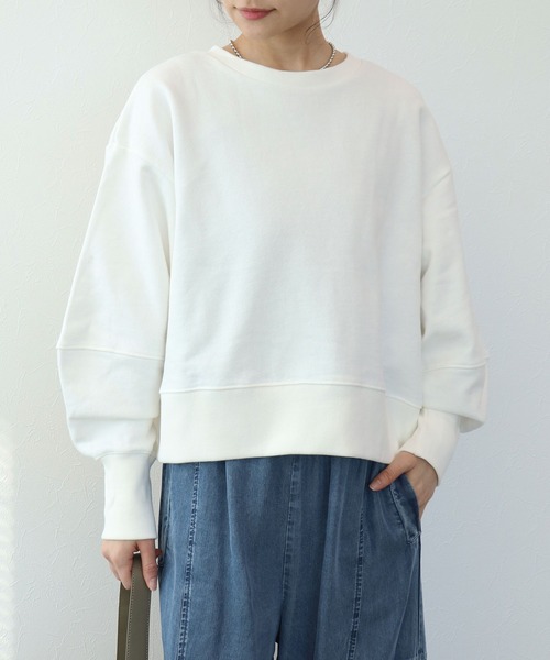 SUGAR ROSE（シュガーローズ）の「【SUGAR　ROSE/シュガーローズ】ボリュームスリーブショートスウェット（Tシャツ/カットソー・レディース・オフホワイト/グレー/ピンク・38）」の2枚目の写真