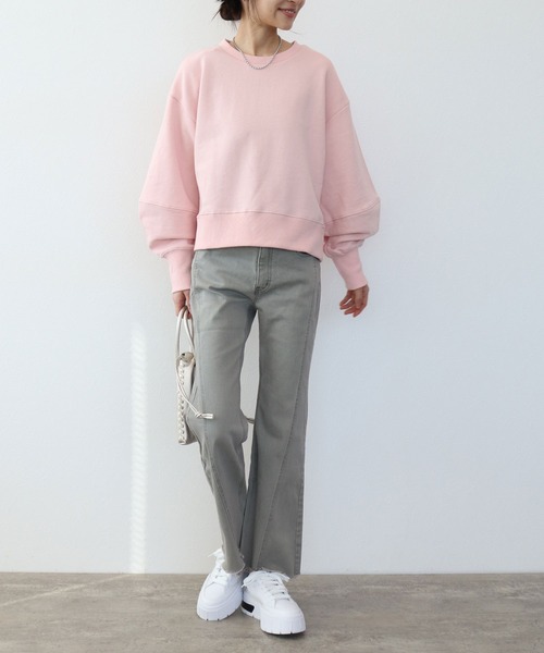 SUGAR ROSE（シュガーローズ）の「【SUGAR　ROSE/シュガーローズ】ボリュームスリーブショートスウェット（Tシャツ/カットソー・レディース・オフホワイト/グレー/ピンク・38）」の7枚目の写真