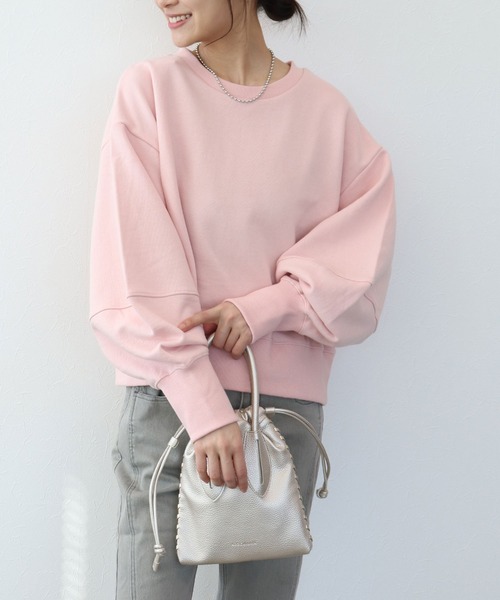 SUGAR ROSE（シュガーローズ）の「【SUGAR　ROSE/シュガーローズ】ボリュームスリーブショートスウェット（Tシャツ/カットソー・レディース・オフホワイト/グレー/ピンク・38）」の5枚目の写真