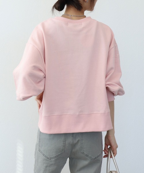 SUGAR ROSE（シュガーローズ）の「【SUGAR　ROSE/シュガーローズ】ボリュームスリーブショートスウェット（Tシャツ/カットソー・レディース・オフホワイト/グレー/ピンク・38）」の6枚目の写真