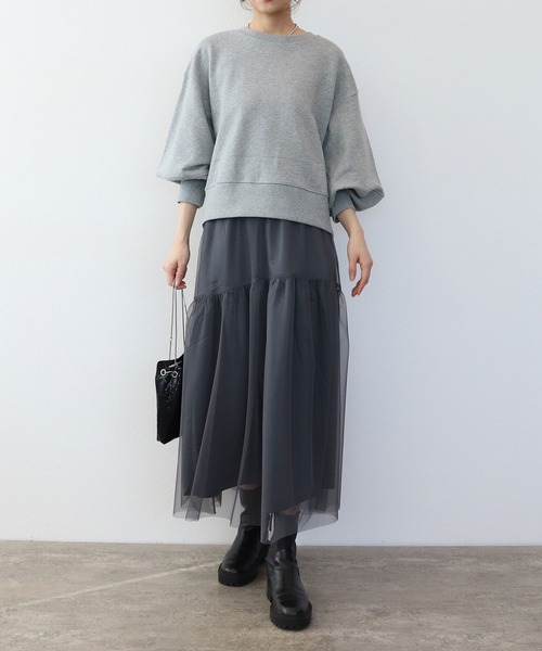 SUGAR ROSE（シュガーローズ）の「【SUGAR　ROSE/シュガーローズ】ボリュームスリーブショートスウェット（Tシャツ/カットソー・レディース・オフホワイト/グレー/ピンク・38）」の12枚目の写真