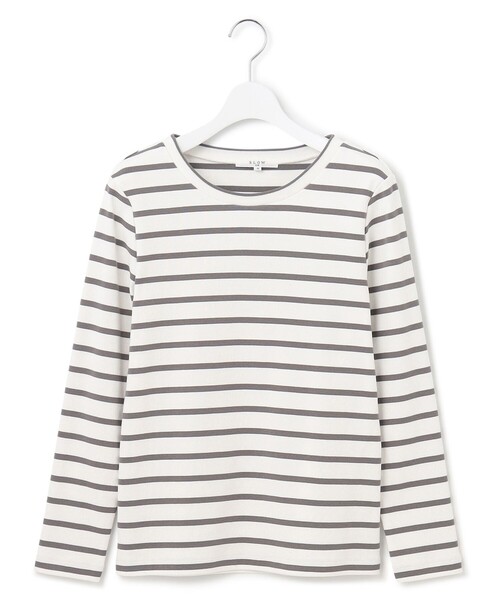 23区(ニジュウサンク)の「【SLOW/一部店舗限定】ミドルフライスジャージー 長袖カットソー(Tシャツ/カットソー・レディース・ライトグレー系1/ブラック系1/グリーン系/ホワイト系・40/38)」の14枚目の写真