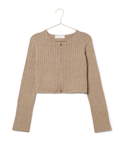 ROPE' PICNIC（ロペピクニック）の「フロントジップショート丈メランジニットプルオーバー（ニット/セーター・レディース・ブラック系その他/ライトグリーン/ブラウン・38）」の15枚目の写真