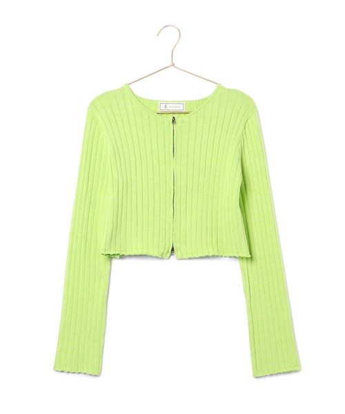 ROPE' PICNIC（ロペピクニック）の「フロントジップショート丈メランジニットプルオーバー（ニット/セーター・レディース・ブラック系その他/ライトグリーン/ブラウン・38）」の16枚目の写真