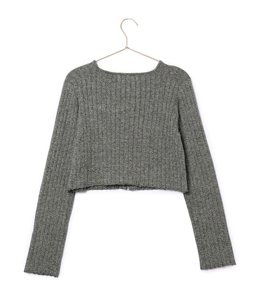 ROPE' PICNIC（ロペピクニック）の「フロントジップショート丈メランジニットプルオーバー（ニット/セーター・レディース・ブラック系その他/ライトグリーン/ブラウン・38）」の12枚目の写真