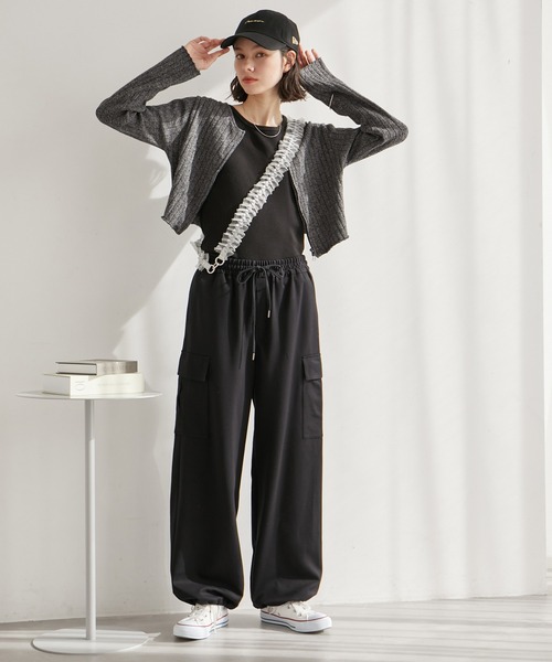 ROPE' PICNIC（ロペピクニック）の「フロントジップショート丈メランジニットプルオーバー（ニット/セーター・レディース・ブラック系その他/ライトグリーン/ブラウン・38）」の18枚目の写真