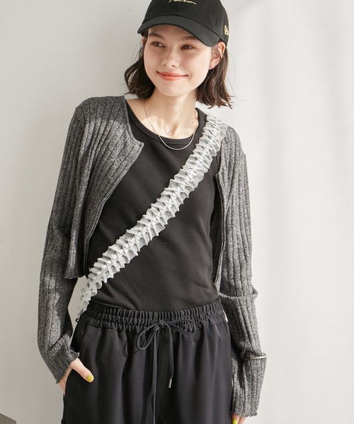 ROPE' PICNIC（ロペピクニック）の「フロントジップショート丈メランジニットプルオーバー（ニット/セーター・レディース・ブラック系その他/ライトグリーン/ブラウン・38）」の22枚目の写真