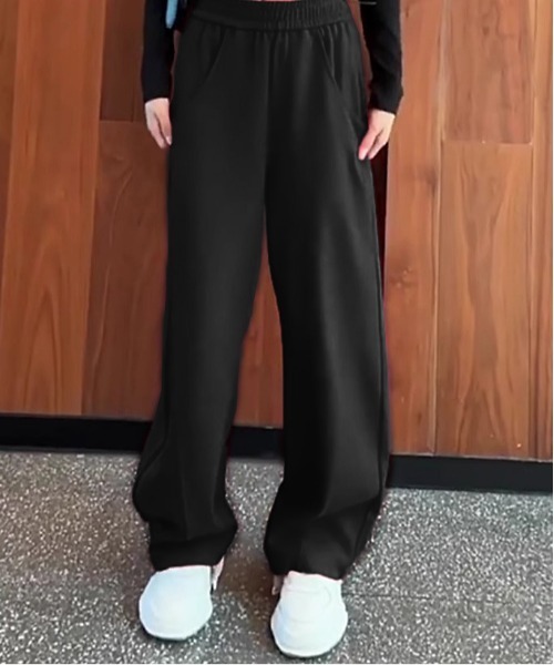 AMELY(エミリー)の「裏起毛ワイドパンツ(スウェットパンツ・レディース・グレー/ブラック/ブラウン・M/S/L)」の5枚目の写真