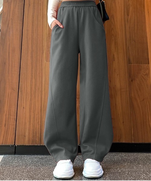 AMELY(エミリー)の「裏起毛ワイドパンツ(スウェットパンツ・レディース・グレー/ブラック/ブラウン・M/S/L)」の10枚目の写真