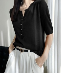 サマーニット Vネックニットトップス韓国 夏服