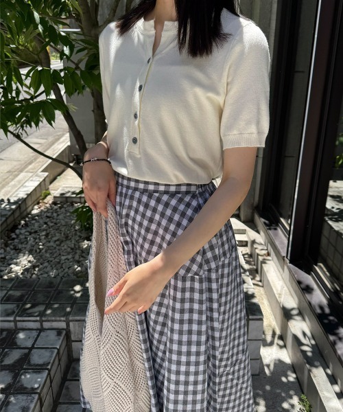 Miniministore(ミニミニストア)の「サマーニット Vネックニットトップス韓国 夏服(ニット/セーター・レディース・ネイビー/モカ/グレー/アイボリー/ピンク/ブラック・FREE)」の10枚目の写真