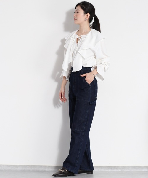 cepo(セポ)の「スキッパーラッフルブラウス(シャツ/ブラウス・レディース・ミント/オフホワイト/ブラック・M)」の13枚目の写真