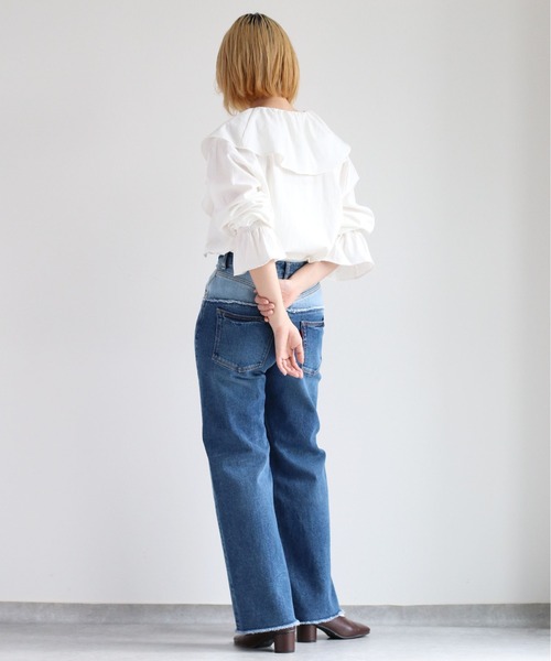 cepo(セポ)の「スキッパーラッフルブラウス(シャツ/ブラウス・レディース・ミント/オフホワイト/ブラック・M)」の10枚目の写真